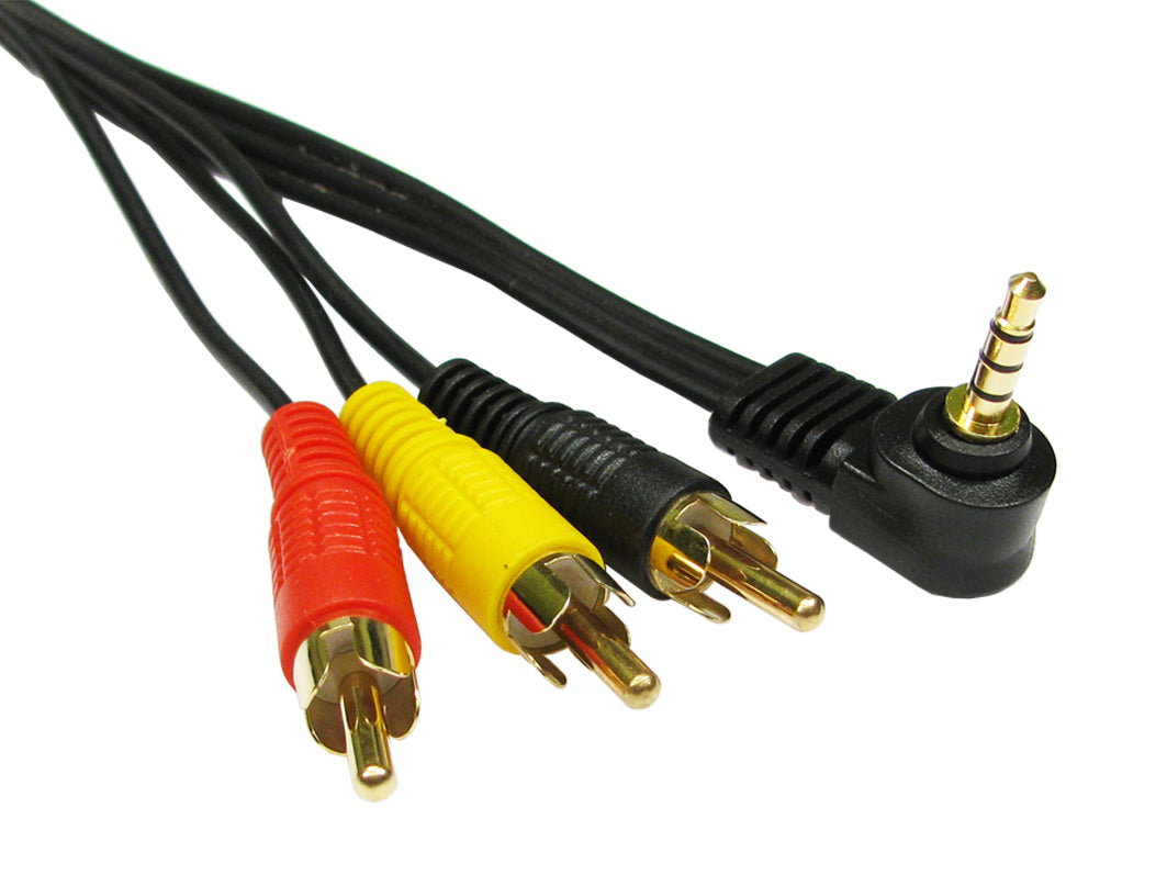 3mtr 3.5mm male r/a to 3 rca male gold
