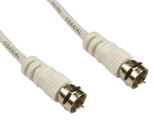 0.5mtr f connector m-m white coax cable+nickel conn