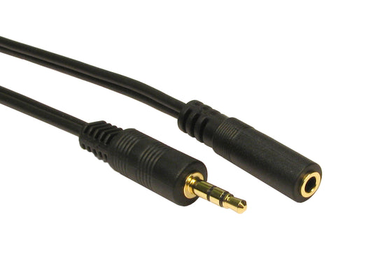 15mtr black 3.5mm stereo m - f ext cable gold