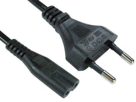 3mtr euro plug (m)-c7 (f) figure 8 black power cable bq 90