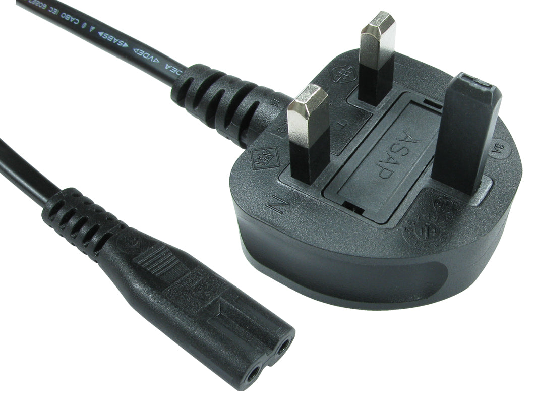 3mtr uk plug (m)-c7 (f) figure 8 black power cable bq 60