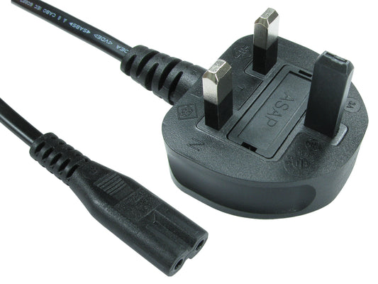 3mtr uk plug (m)-c7 (f) figure 8 black power cable bq 60