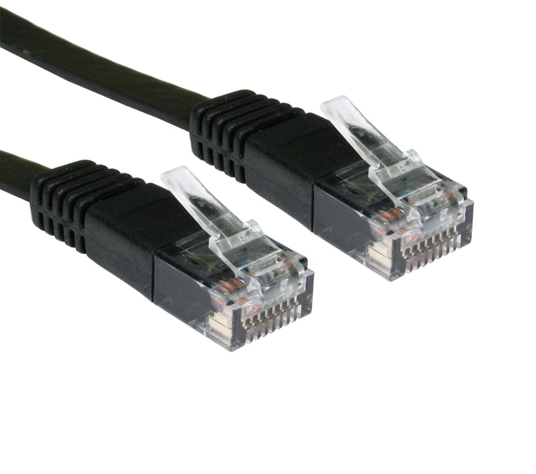 RJ45 cat 5e network lead lsoh flat patch cable black 20mtr