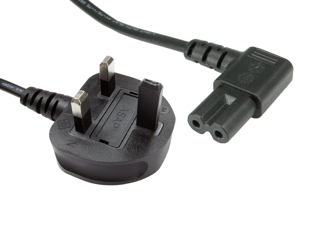 1.8 Metre Angled Angle Figure of 8 Mains Cable / Power UK Lead Plug Cord IEC C7