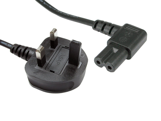 1.8 Metre Angled Angle Figure of 8 Mains Cable / Power UK Lead Plug Cord IEC C7