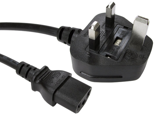 0.5mtr 5amp uk plug male iec to c13 female black power cable, kettle lead