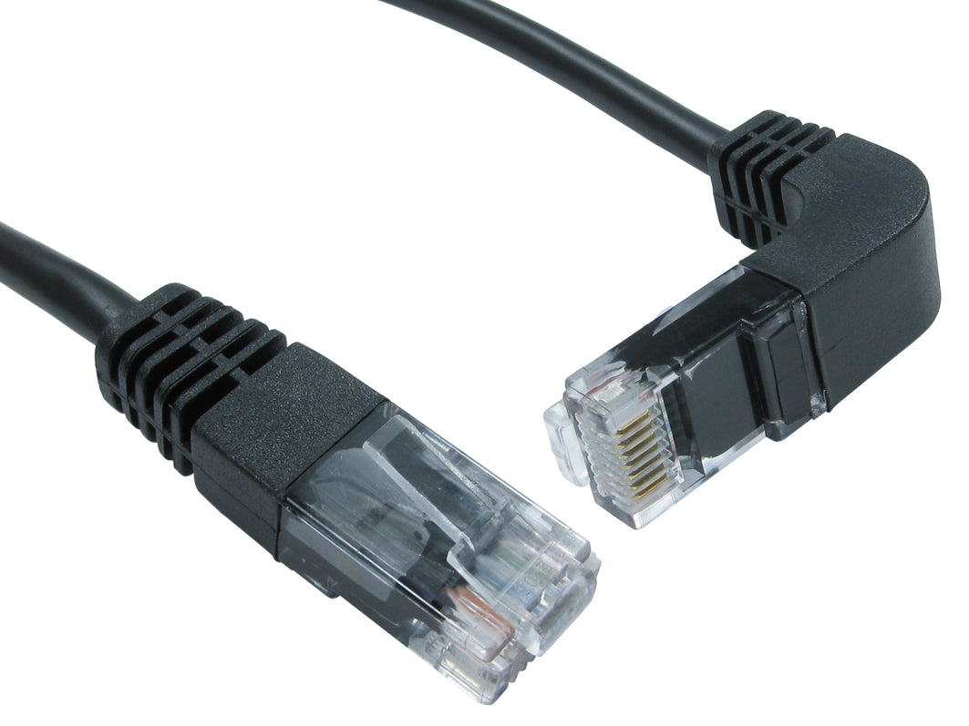 Cat5e RJ45 Network Cable Straight to right angle down, black ethernet ...