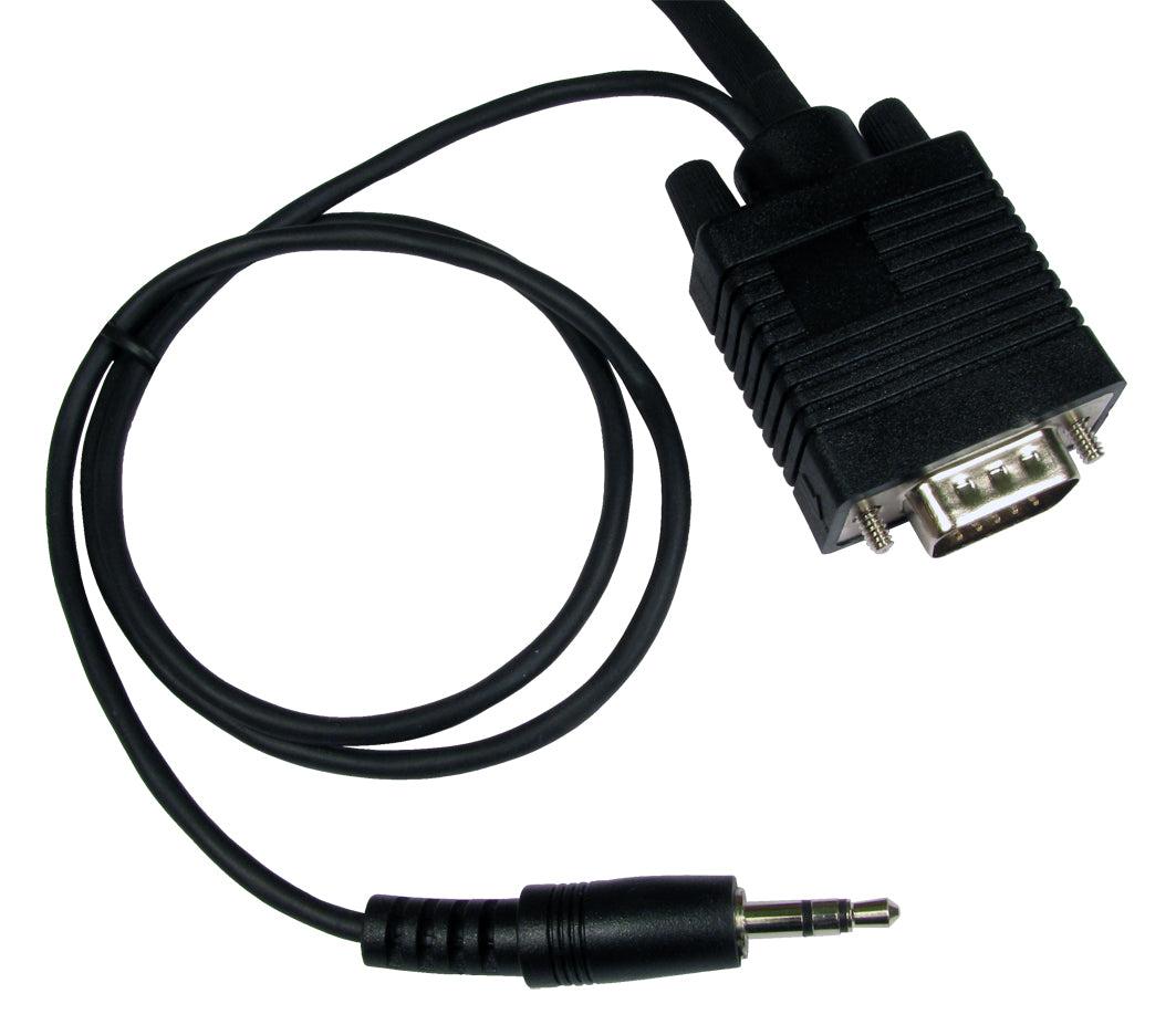 1 Metre SVGA Cable Monitor Lead M-M WITH BUILT IN 3.5MM AUDIO BLACK
