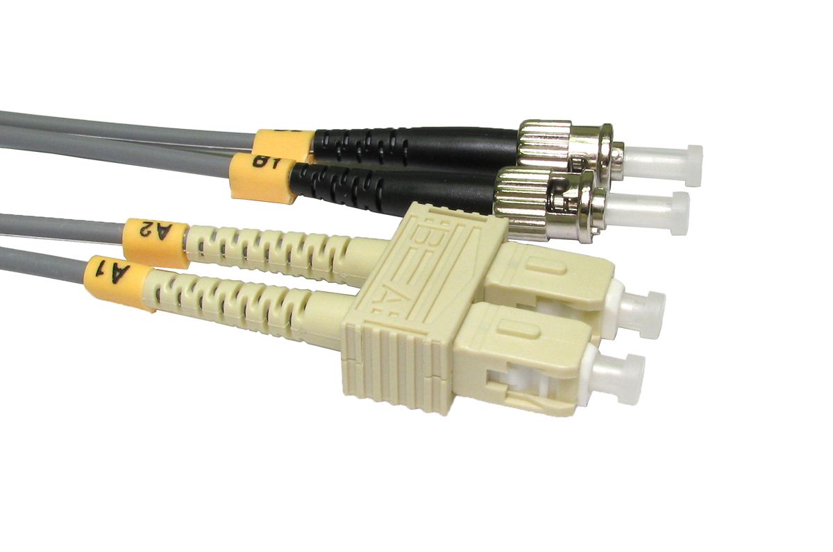 1 Metre ST-SC 62.5/125 MMD OM1 Fibre Optic Patch LEAD Cable - GREY