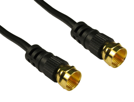 1.5 Metres F CONNECTOR M-M 3C2V BLACK COAX CABLE+GOLD CON