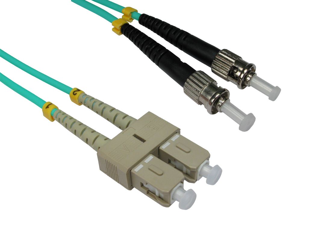 1 Metre ST-SC 50/125 OM3 Fibre Optic Patch LEAD Cable AQUA
