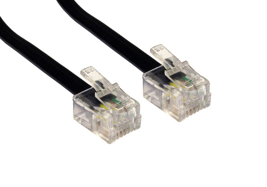5 Metres BLACK RJ11 - RJ11 ADSL MODEM CABLE LEAD 6P4C
