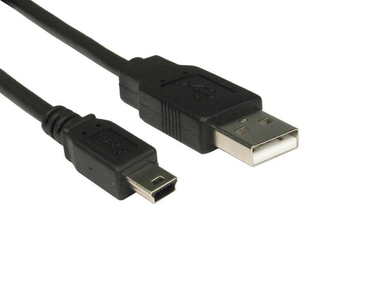 0.5 Metres USB 2.0 AM - MINI B 5 PIN BLACK CABLE LEAD