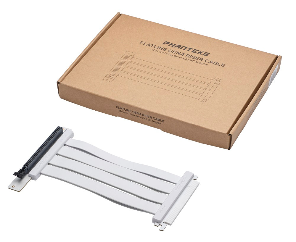 Phanteks 220 mmFlatline PCI-E 4.0 x16Riser Cable 90 Adapter - White