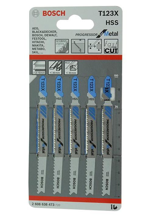BOSCH - 2.608.638.473 - JIGSAW BLADE, T SHANK METAL 1.5-10MM