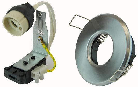 LF18 - DOWNLIGHT, IP65, 240V, SATIN CHROME GU10 FITTING