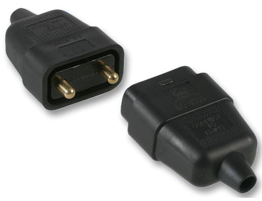 PRO ELEC - 0128-BK - ELECTRIC LEAD CONNECTOR RUBBER 10A 2 PIN BLACK