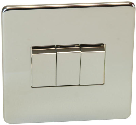 CRABTREE - 7173/HPC - 3  GANG 2 WAY SWITCH HIGHLY POLISHED CHROME
