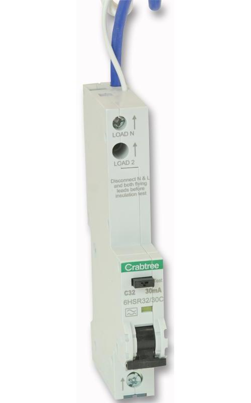 CRABTREE - 6HSR32/30C - 32A 1 MODULE SP 30MA RCBO 10KA