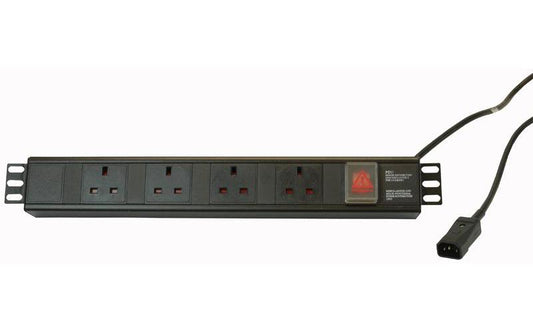 POWERDATA TECHNOLOGIES - H15U13A/4/C14 - PDU HORIZONTAL UK 1.5U 4 WAY C14 PLUG