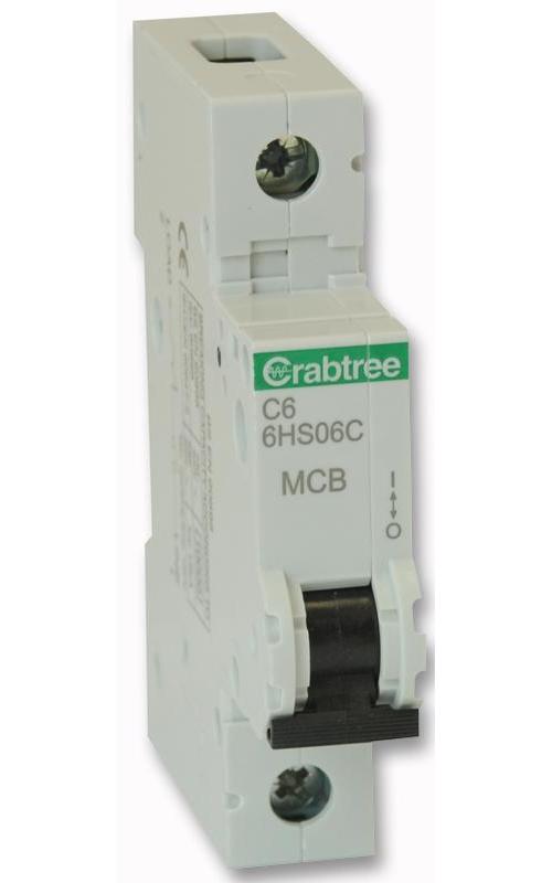 6A SINGLE POLE MCB C CURVE 10KA , CRABTREE , 6HS06C