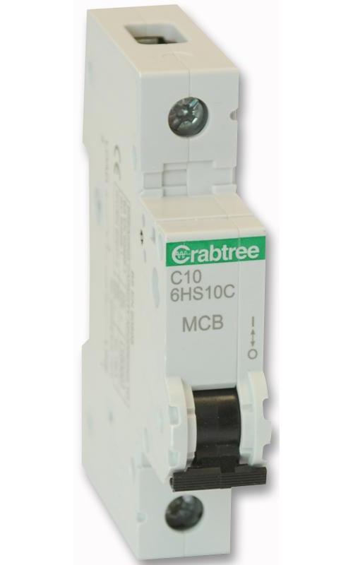 10A SINGLE POLE MCB C CURVE 10KA , CRABTREE , 6HS10C