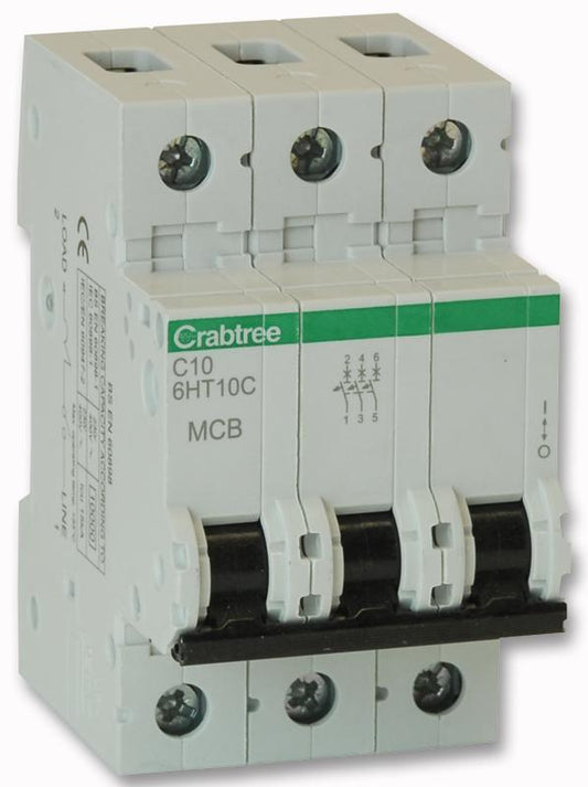 10A TRIPLE POLE MCB C CURVE 10KA , CRABTREE , 6HT10C