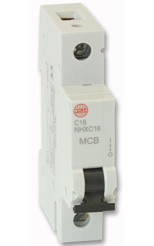 WYLEX 16A SINGLE POLE TYPE C MCB 6KA , WYLEX , SFNHXC16
