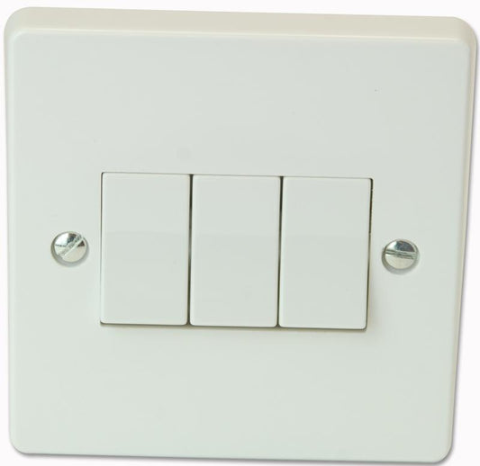 3 GANG 2 WAY PLATE SWITCH 10A , CRABTREE , 4173