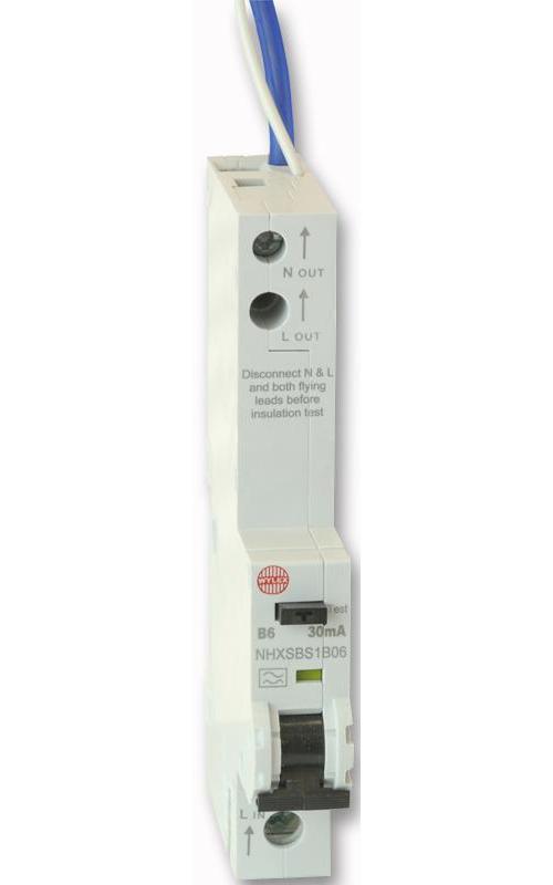 WYLEX - SFNHXSBS1B06 - 6A 30MA SP TYPE B CURVE RCBO Combined MCB/RCD device
