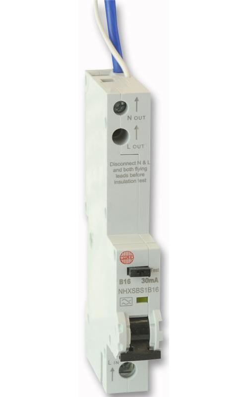WYLEX - SFNHXSBS1B16 - 16A 30MA SP TYPE B CURVE RCBO Combined MCB/RCD device