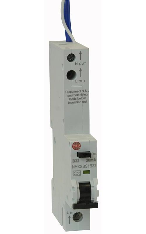 WYLEX - SFNHXSBS1B32 - 32A 30MA SP TYPE B CURVE RCBO Combined MCB/RCD device