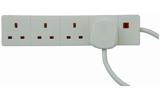 POWER CORD EXTENSION LEAD 4 GANG NEON 0.50M , PRO ELEC , 9988N+0.5M