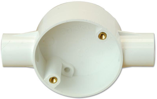PRO POWER - CJB20/2W - 2 WAY THROUGH BOX 20MM WHITE