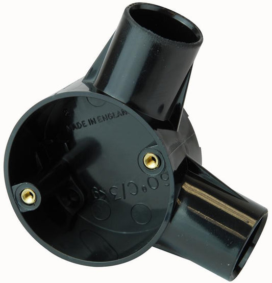 PRO POWER - CJB25/2B/BLK - 2 WAY ANGLE BOX BLACK 25MM