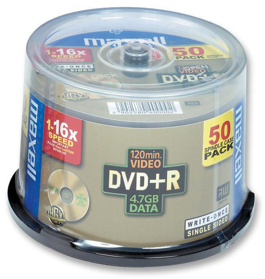 MAXELL - 275930.25 - DVD+R, WHITE, WIDE, NO LOGO, 50 PACK