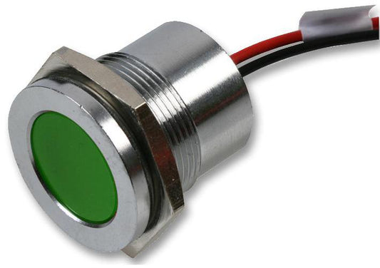 Q22F5CXXG24E Apem LED Indicator 22mm Flush Green 24V