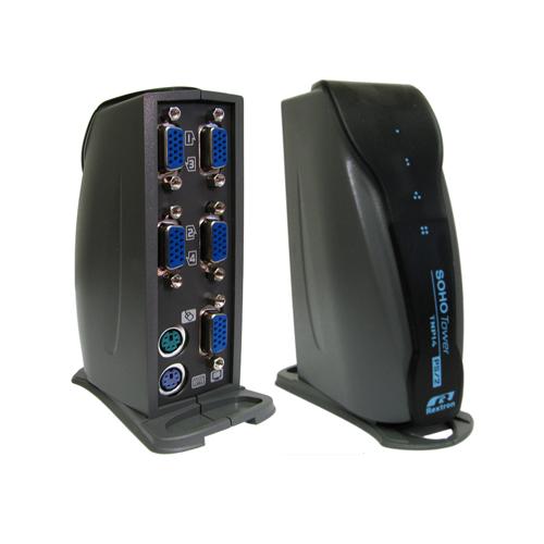 KVM Tower 4 Port VGA PS2 Switch supplied with cables