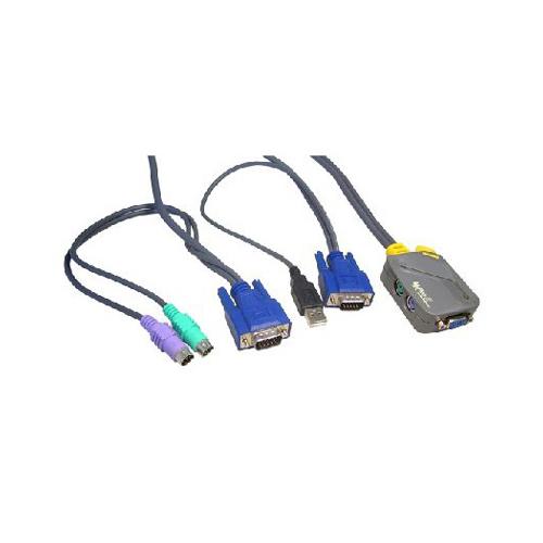 KVM Micro 2 Port VGA PS2 with PS2 x 1 & USB x 1 Leads