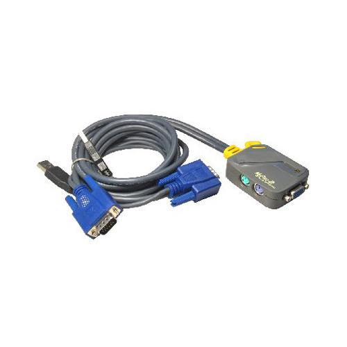 KVM Micro 2 Port VGA PS2 via VGA USB Integrated Cables