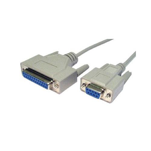 PW Serial Cable D9 Female to D25 Pin Female Null Modem Lead 2 Metres