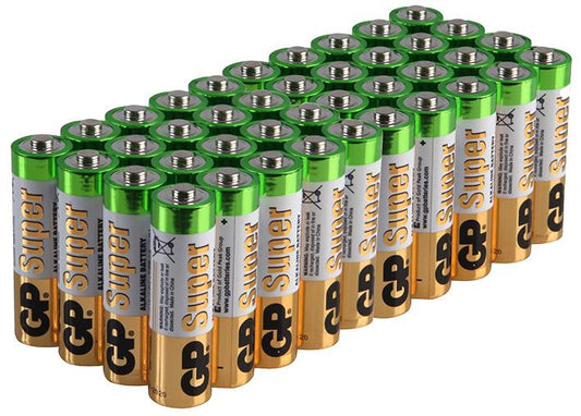 BATTERY, ALKALINE AA 1.5V PACK 40 , GP BATTERIES , GP15A-40